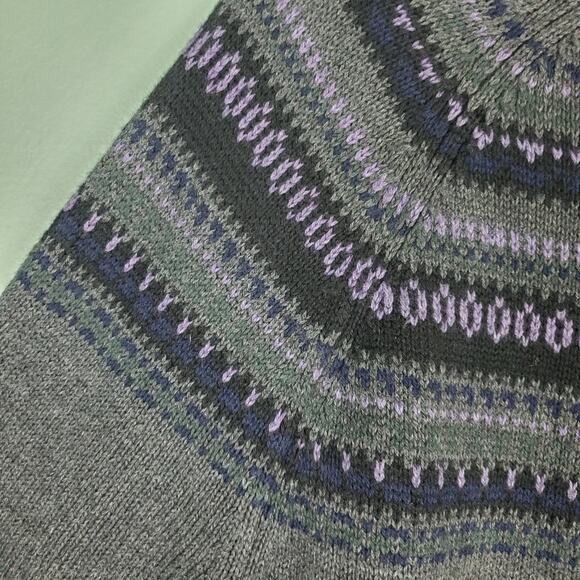 Eddie Bauer Collection Fair Isle Gray Purple Button Down Long Sleeve Sweater PL - Picture 4 of 7